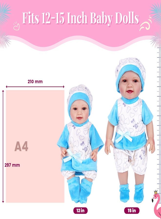 BABESIDE 6 Sets Baby Doll Clothes for 12-15 Inch Babydolls, 14 Pcs Bitty Baby Doll Clothes Set with Hat for Realistic Babydolls Accessories Girl - Image 3